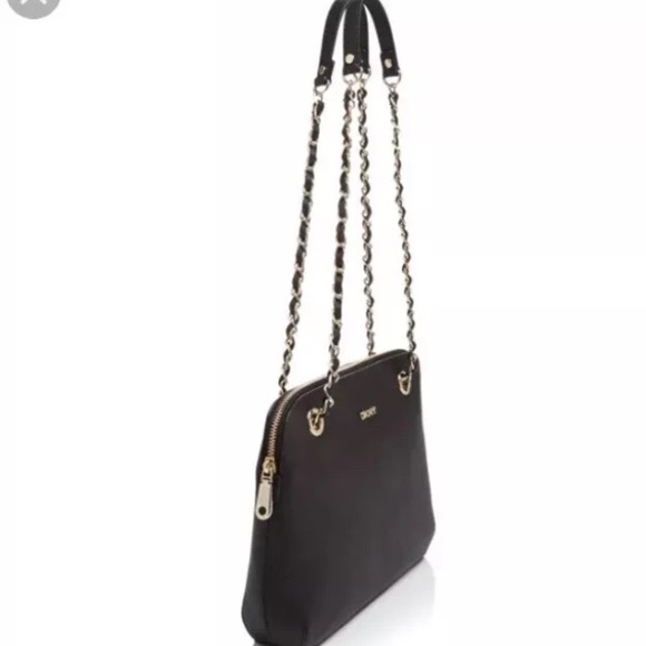 dkny black leather purse